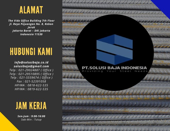 Halaman pertama Katalog / Brosur Resmi Solusi Baja Indonesia (2019) (PDF)